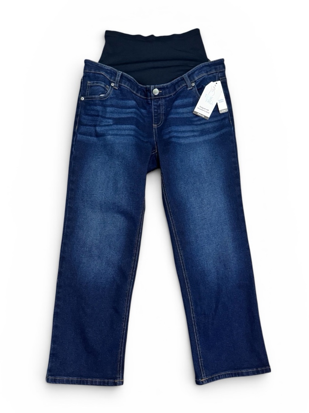 TIME AND TRU Maternity Straight-Leg Jeans L Dark Wash NWT - Picture 2 of 12